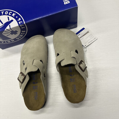 #ad Birkenstock Boston Suede Leather Taupe Clogs Mules US 7 8 9 10 11 New with Box