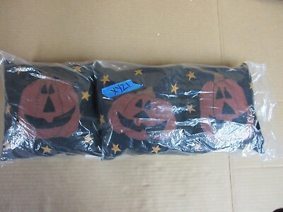 #ad NOS 3 Honey And Me Inc Jack O Lantern Halloween Pumpkin Decorative Pillows