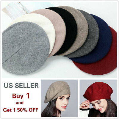 #ad Women Vintage French Style Beret Hat Soft Wool Warm Cap Beanie Winter Autumn