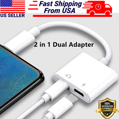#ad Dual Adapter for iPhone 2 in 1 Headphone amp; Charger for iPhone 13PRO 12 11 X XR 8