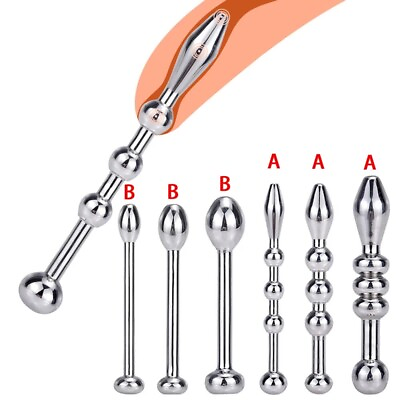 #ad Metal Urethral Stretching Penis Solid Plug Stainless Steel Dilator Sounding