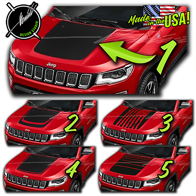 #ad Hood Blackout Racing Stripes Vinyl Decal Graphics Fits 2014 2022 Jeep Compass