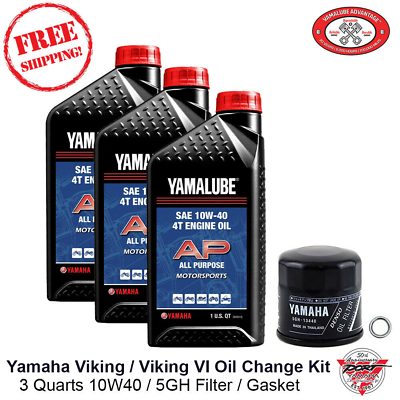 #ad 2014 2022 Yamaha Viking Oil Change Kit 700 VI EPS SE HUNTER RANCH Yamalube 10w40