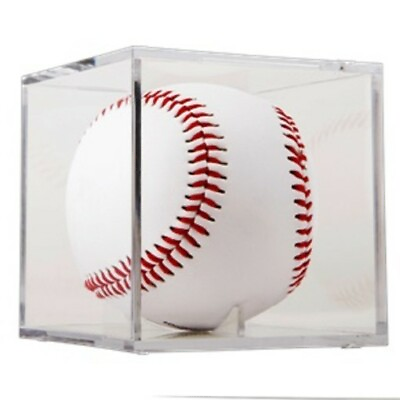 #ad 1 BASEBALL SQUARE CUBE UV PROTECTION DISPLAY CASE HOLDER with BUILT IN STAND