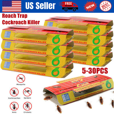 #ad Max 30 X Pest Roach Glue Trap Cockroach Killer Bait Catchers Indoor Office Motel