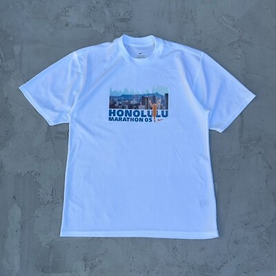 #ad Nike Dri Fit Honolulu Marathon Hawaii 2005 White T Shirt