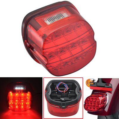 #ad Motorcycle Red Lens LED Brake Tail Light For Harley Dyna Road King Electra Glide