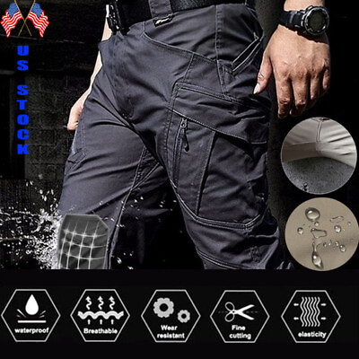 #ad US Men Tactical Cargo Pants Soldier Multi Pocket Work Combat Trousers Outdoor