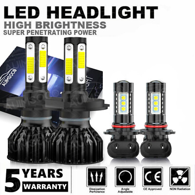 #ad 4 Sides 6000K LED Headlight High Low Beam Fog Bulbs For Toyota Prius 2004 2009