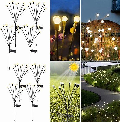 #ad 8 Pack Solar Firefly Lights 64 LED Solar Garden Lights for Outside Waterproof