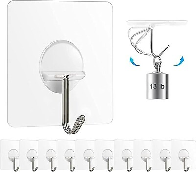 #ad Wall Hooks for Hanging Strong 10 Pack Adhesive Hooks for Wall Heavy D
