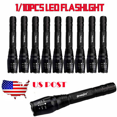 #ad US 1 10PCS Super Bright 990000LM Police LED Flashlight Zoomable Tactical Torch