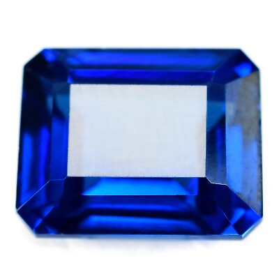 #ad Natural BLUE Flawless Sapphire CERTIFIED 10.00 Ct Emerald Cut Loose Gemstone