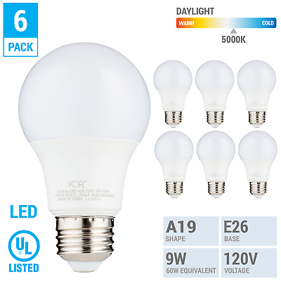 #ad 6 Pack LED A19 Bulb 9W 60W Equivalent Non Dimmable 5000K Daylight Medium E26