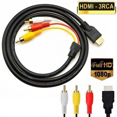 #ad 1080P HDMI Male To 3 RCA Video Audio AV Component Converter Adapter Cable HDTV
