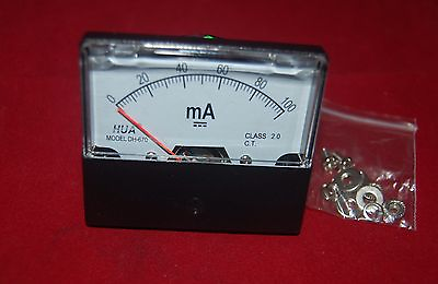 #ad DC 100mA Analog Ammeter Panel AMP Current Meter 0 100mA 60*70MM direct Connect