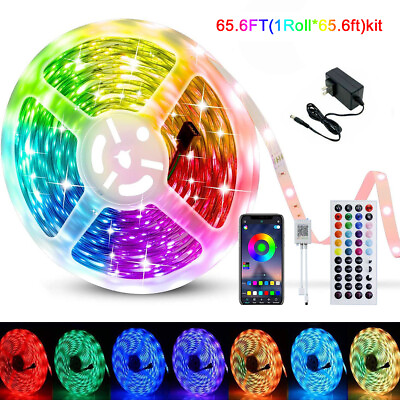 #ad 100ft LED Strip Lights 5050 RGB Bluetooth Color Change Remote For Rooms Bar USA