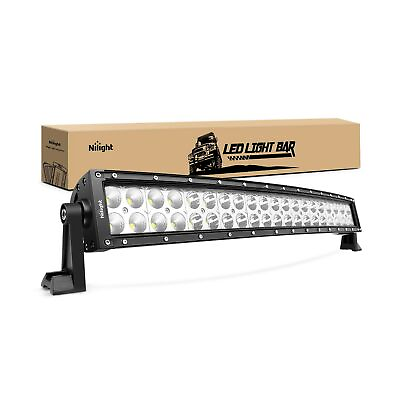 #ad Nilight 70015C A LED Light Bar 22Inch 120W Curved Spot Flood Combo LED Driv...