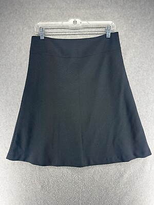#ad Express Design Studio Womens Skirt Wide Band Waist Black Blue Pinstripe Size 6
