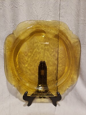#ad VINTAGE FEDERAL DEPRESSION GLASS MADRID DINNER PLATE S AMBER YELLOW 10 1 4quot;
