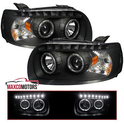 #ad Black Projector Headlights Fits 2005 2007 Ford Escape LED Halo Lamps LeftRight