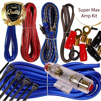 #ad Complete 8 Gauge Car Amplifier Installation Wiring Kit Amp Blue 1000W TO 2500W