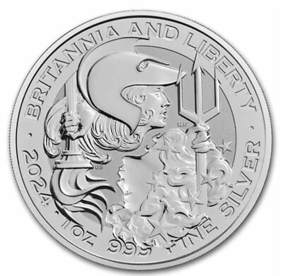 #ad 2024 Great Britain 1 oz Silver Britannia and Liberty Coin BU