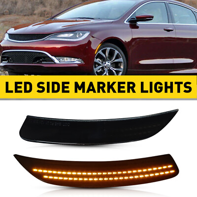 #ad Fit 2015 2017 Chrysler 200 Smoked Lens OPTIC Front STYLE LED SIDE MARKER LIGHTS