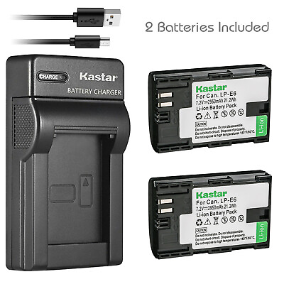 #ad Kastar LP E6N Charger Battery for Canon EOS 5D2 5D3 6D 60D 70D 7D Mark II LC E6C