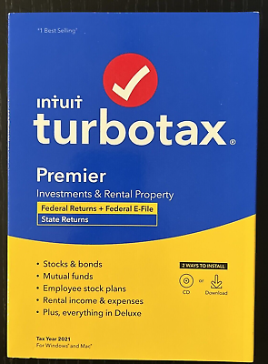 #ad ✅Turbotax Premier 2021 Federal E file amp; State Returns Sealed Retail CD