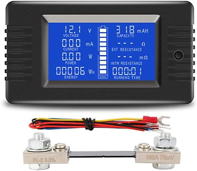 #ad DC Meter Battery Monitor amp; Multimeter 0 100A 0 200VDC LCD Display Comes with 100