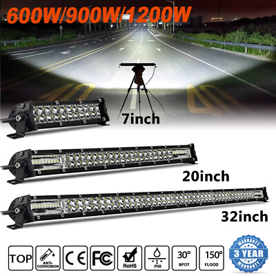 #ad 7quot; 20quot; 32quot; LED Light Bar Spot Flood Combo Work SUV Boat Driving Offroad ATV 4WD