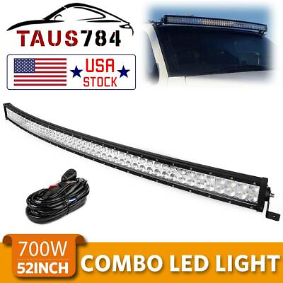 #ad Curved 52inch 700W LED Work Light Bar Flood Spot Roof Driving Truck RZR SUV ATV