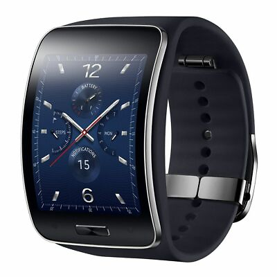 #ad Samsung Galaxy Gear S SM R750 Curved Super AMOLED Smart Watch Black