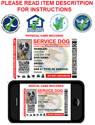 #ad CUSTOMIZABLE DUAL SIDED SERVICE DOG ID CARD PHYSICAL amp; DIGITAL CARD