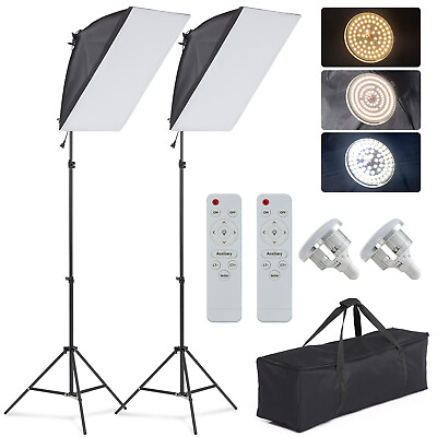 #ad 2pcs Softbox Light Kit Photo Studio Photography Continuous Lighting Stand Set