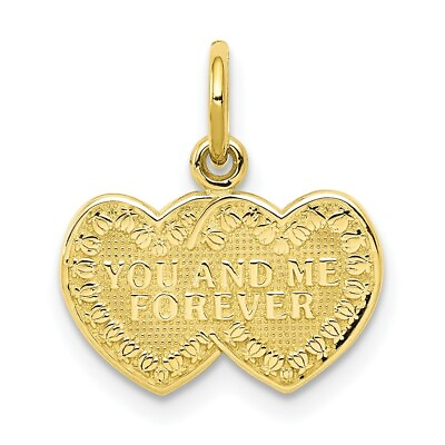 #ad Real 10kt Yellow Gold You and Me Forever Heart Charm