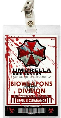 #ad Resident Evil Bloody Umbrella Corporation Bioweapons Division ID Badge Card