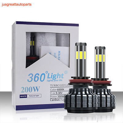 #ad 6 sided LED headlight bulbs H7 Hi Lo beam replacement bulb 200W 2000ML 6000k