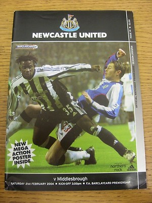 #ad 21 02 2004 Newcastle United v Middlesbrough Crease To corner . Condition: List