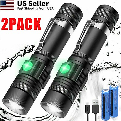 #ad Super Bright LED Tactical Flashlight Zoomable Rechargeable