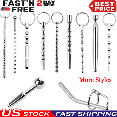 #ad Stainless Steel Urethral Sounding Penis Dilator Sounds Stretcher Plug Beads Male