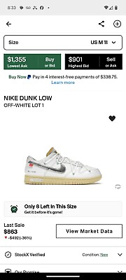 #ad Size 11 Nike Off White x Dunk Low Lot 01 of 50