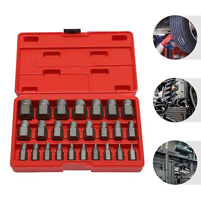 #ad New 25 Pieces Damaged Bolt Remover Easy Out Stripped Bolt Extractor Socket Set