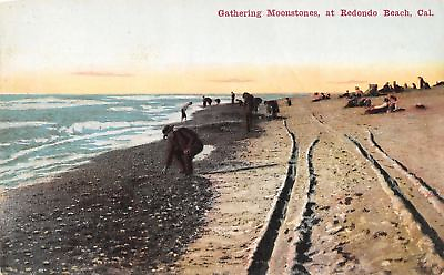 #ad Redondo Beach California Men Gathering Moonstones Tire Tracks 1908 Postcard