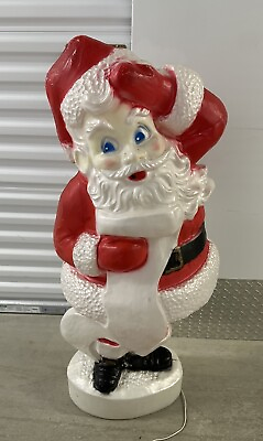 #ad Vintage Union Products 44quot; SANTA WITH LIST Christmas Lighted BLOW MOLD Working