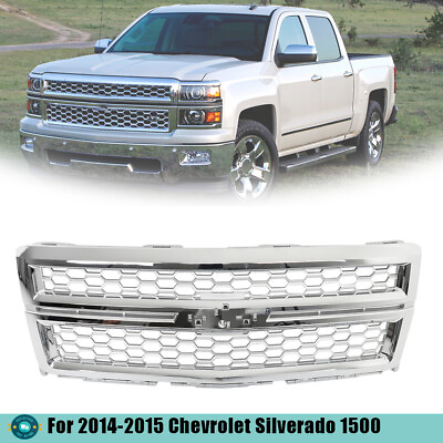 #ad Front Grille For 2014 2015 Chevrolet Silverado 1500 ChromeSilver 23259624