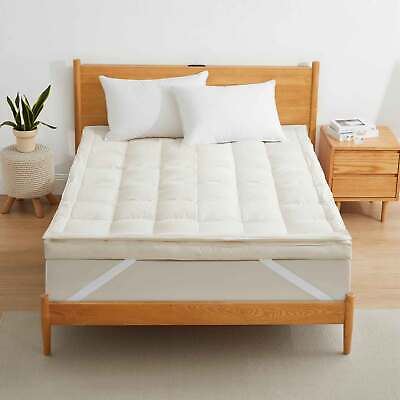 #ad Ultra Plush Feather Bed Mattress Topper 1quot; 3quot; King Queen Organic Pillow Top