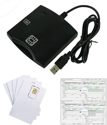 #ad Smart Chip EMV SIM Eid Card Reader Writer Programmer with 5Pcs Blank Programable