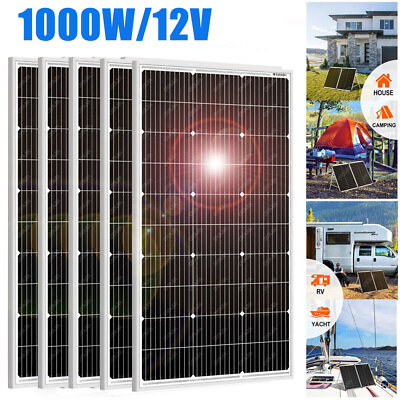 #ad 1000W Watt 12V Mono Off Grid Solar Panel PV Module for RV Marine Home Camping US